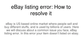 How to resolve eBay listing error