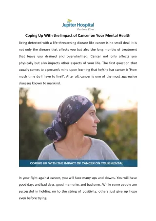 Coping Up With the Impact of Cancer on Your Mental Health