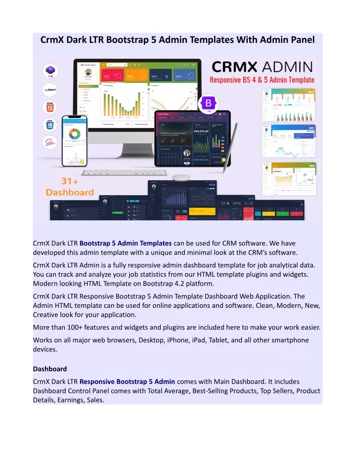 crmx dark ltr bootstrap 5 admin templates with