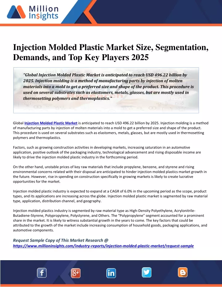 injection molded plastic market size segmentation