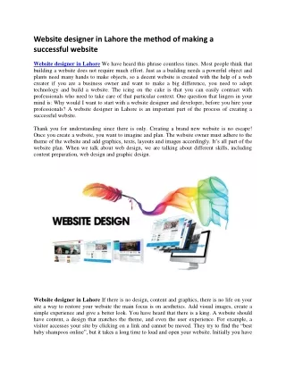 website designer in lahore the method of making