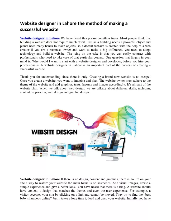 website designer in lahore the method of making