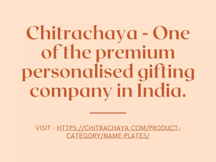 chitrachaya one of the premium personalised