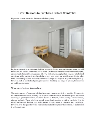 great reasons to purchase custom wardrobes