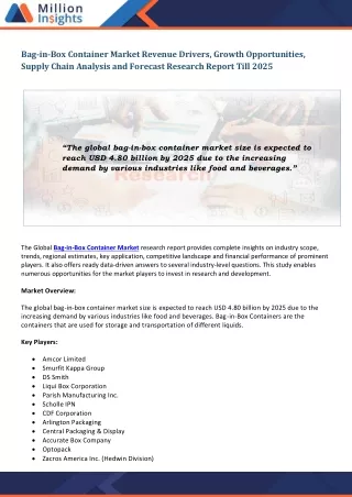 bag in box container market revenue drivers