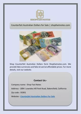 counterfeit australian dollars for sale