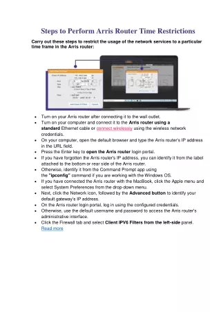 steps to perform arris router time restrictions