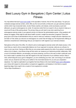 Luxury Gym in Bangalore | Gym Center | Lotus Fitness