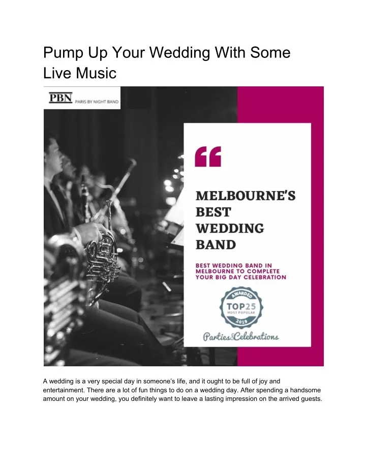 pump up your wedding with some live music