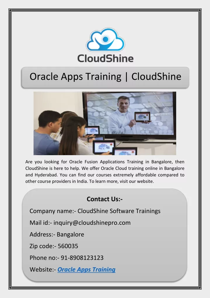oracle apps training cloudshine