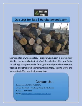 Oak Logs for Sale | Hargitatawoods.com