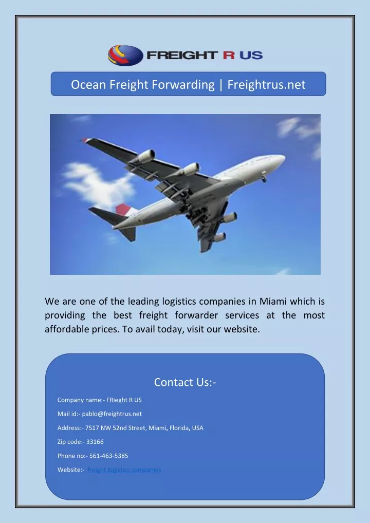 ocean freight forwarding freightrus net