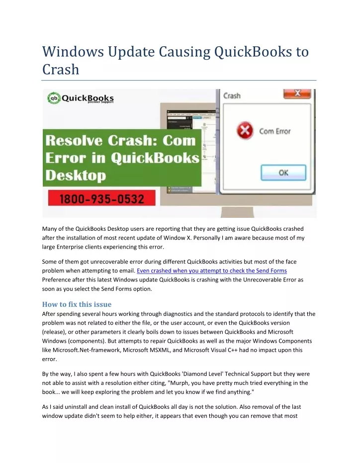 windows update causing quickbooks to crash