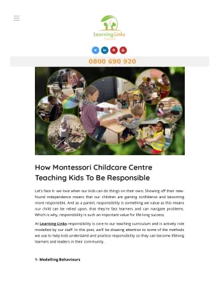 How Montessori Childcare Centre Teaching Kids To Be Responsible