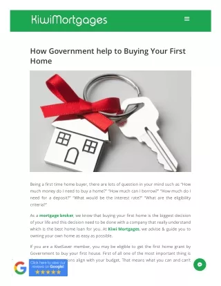 How Government help to Buying Your First Home