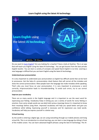 Learn English using the latest AI technology