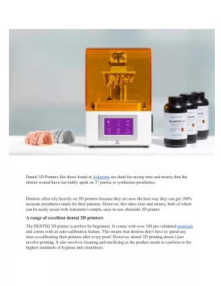 Best Dental 3D Printers & Printing Materials Price details - Ackuretta