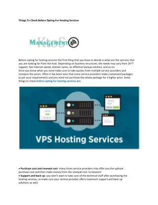  Things To Check Before Opting For Hosting Services 