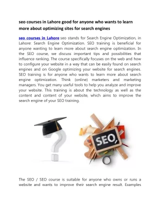 seo courses in Lahore good for anyone who wants to learn more about optimizing sites for search engines