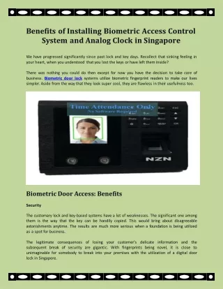 benefits of installing biometric access control system and analog clock in singapore