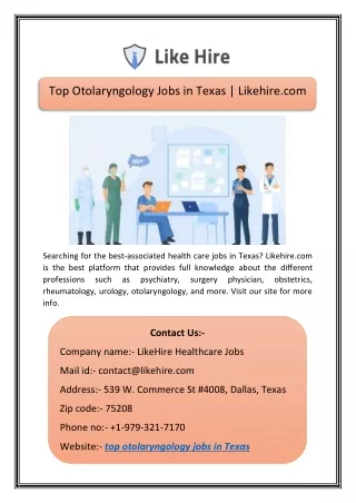 top otolaryngology jobs in texas likehire com