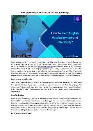 : How to learn English Vocabulary fast and effectively?