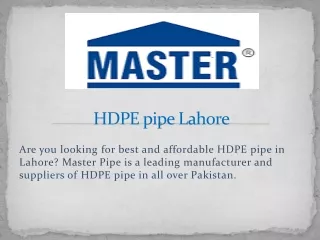 hdpe pipe lahore