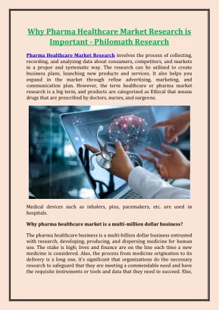 Why Pharma Healthcare Market Research is Important - Philomath Research