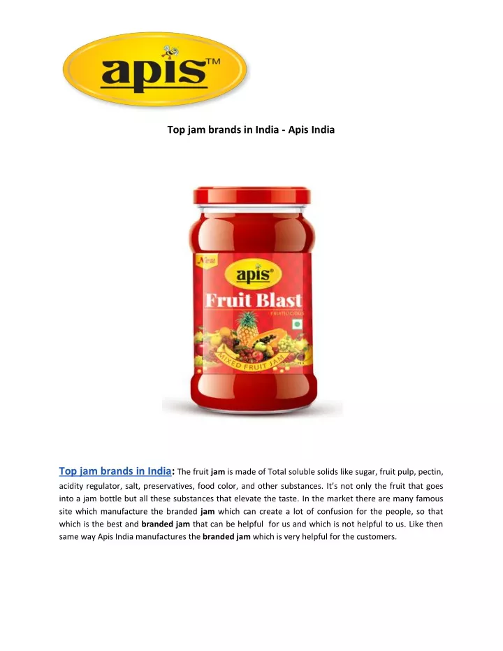 top jam brands in india apis india