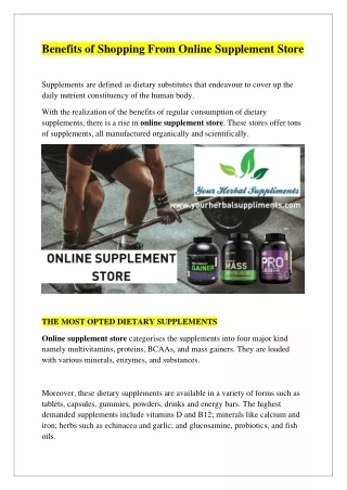 Online Supplements Store
