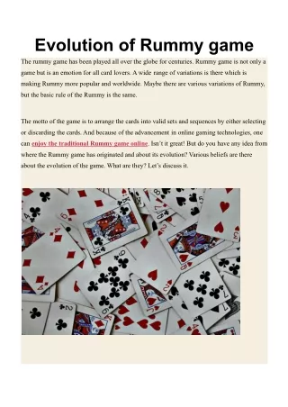 evolution of rummy game the rummy game has been