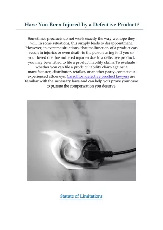 have you been injured by a defective product