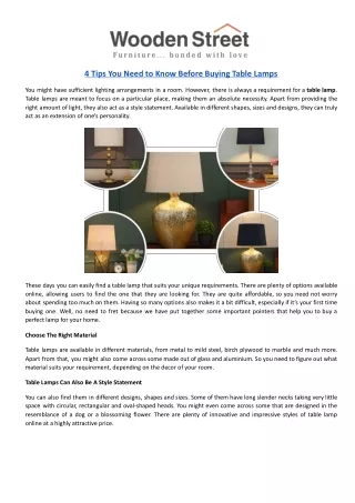 4 tips you need to know before buying table lamps