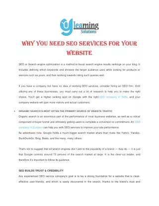 WHY YOU NEED SEO SERVICES FOR YOUR WEBSITE