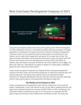 best card game development company of 2021