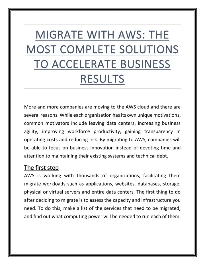 migrate with aws th migrate with aws the e most