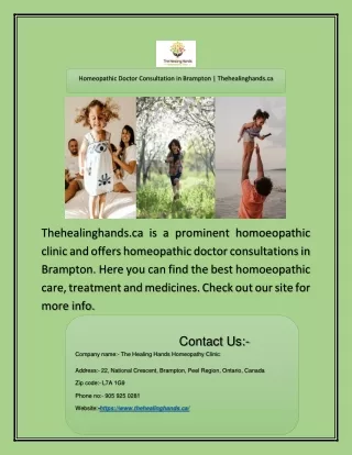 Homeopathic Doctor Consultation in Brampton | Thehealinghands.ca
