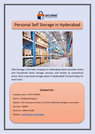 personal self storage in hyderabad
