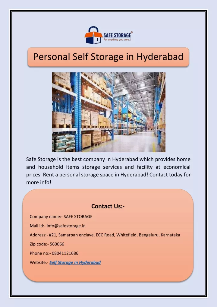 personal self storage in hyderabad
