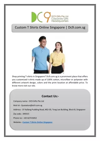 Custom T Shirts Online Singapore | Dc9.com.sg