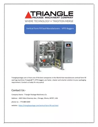 vertical form fill seal manufacturers vffs baggers