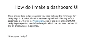 how do i make a dashboard ui