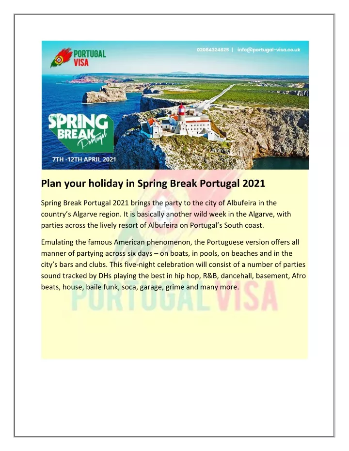 plan your holiday in spring break portugal 2021