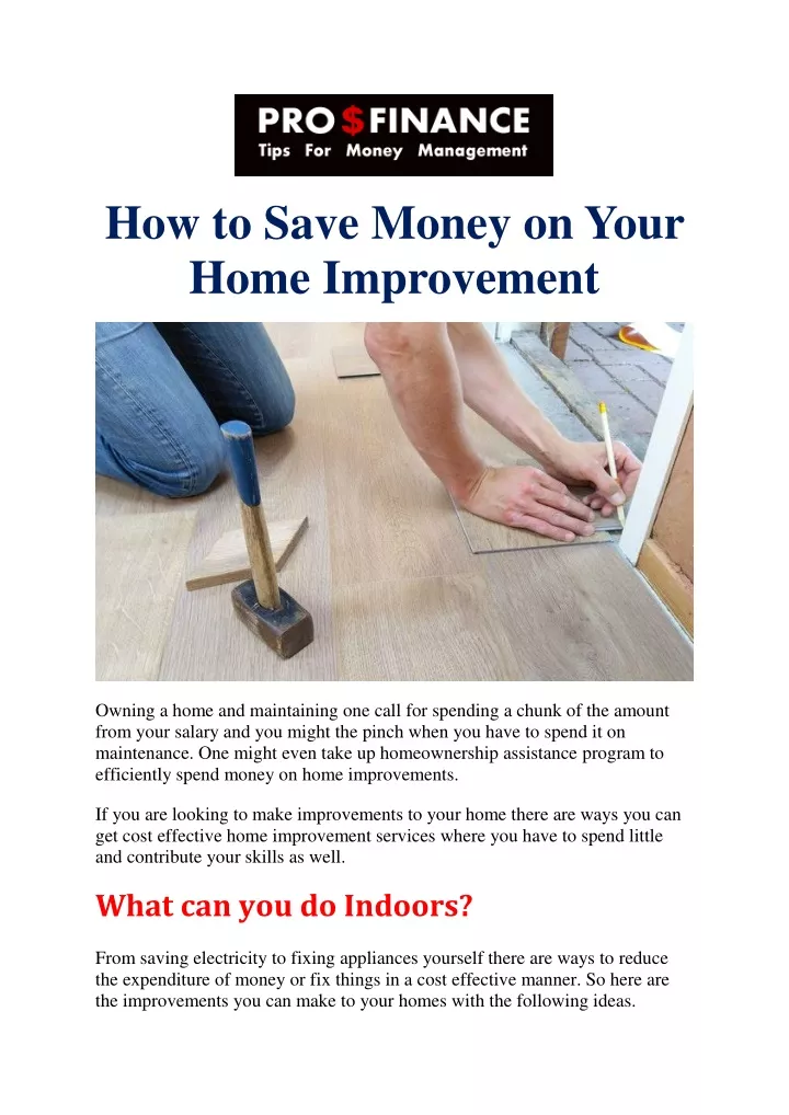 how to save money on your home improvement