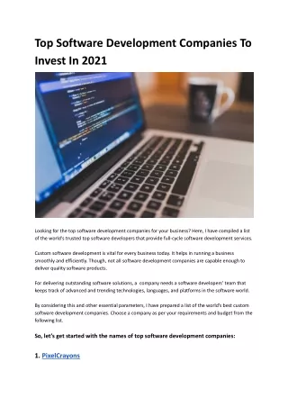 top software development companies to invest