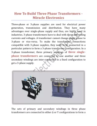 how to build three phase transformers miracle