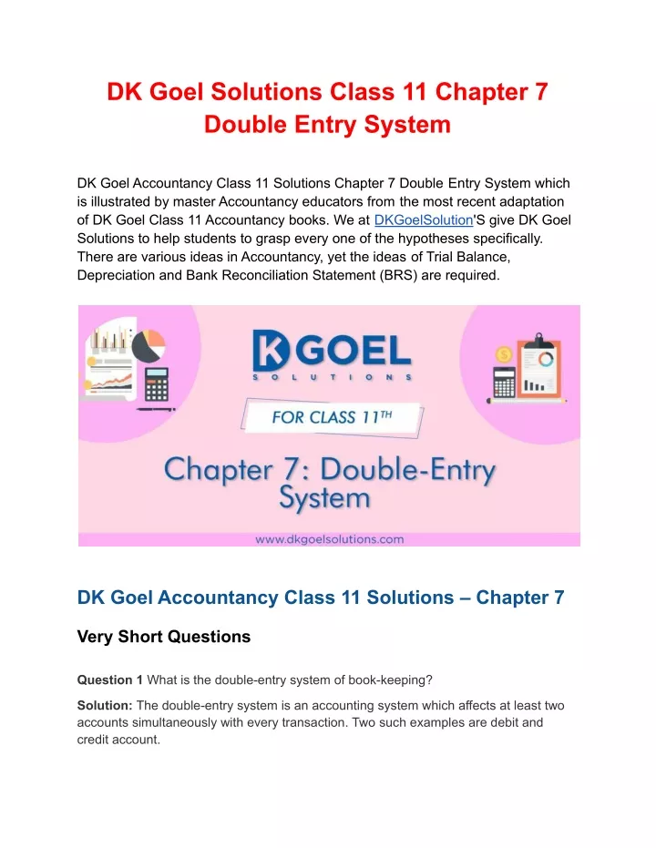 dk goel solutions class 11 chapter 7 double entry
