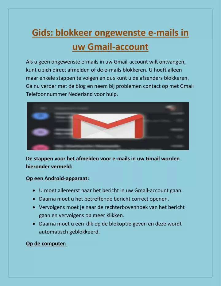 gids blokkeer ongewenste e mails in uw gmail