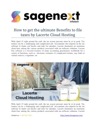 How to get the ultimate Benefits to file taxes by Lacerte Cloud Hosting