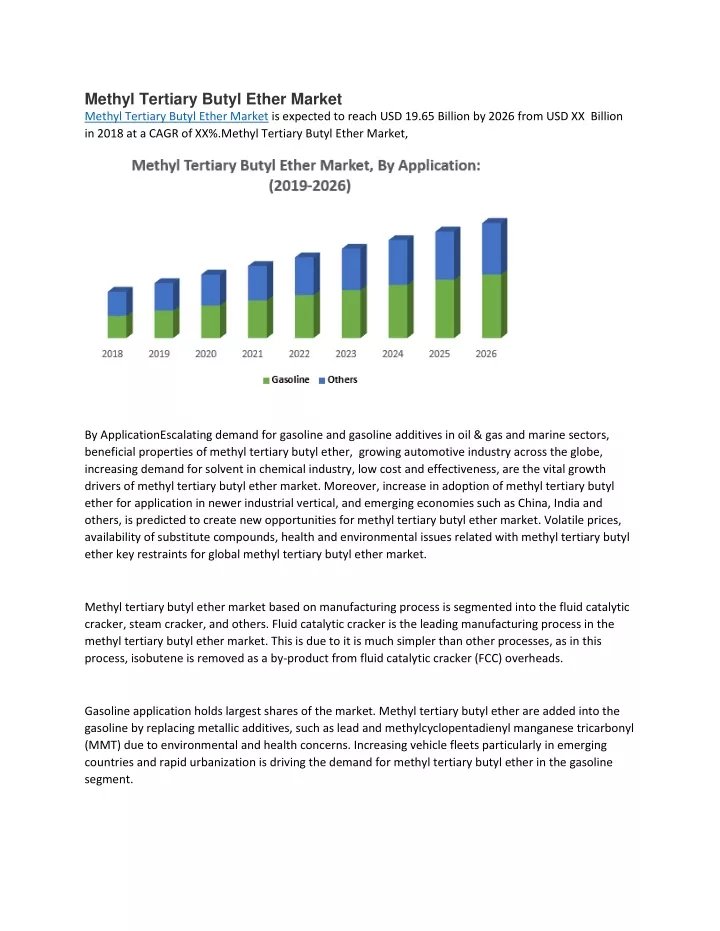 methyl tertiary butyl ether market methyl